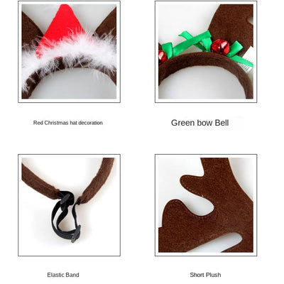 Reindeer Antlers & Santa Hat For Pets